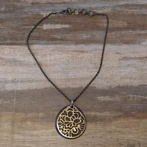 Wood and brass necklace